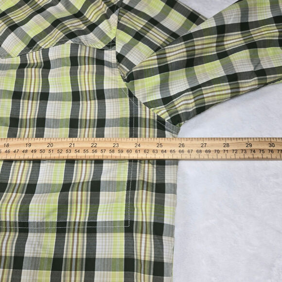 Patagonia Mens XL Vented Long Sleeve Nylon Polyester Green Plaid - Picture 4 of 8